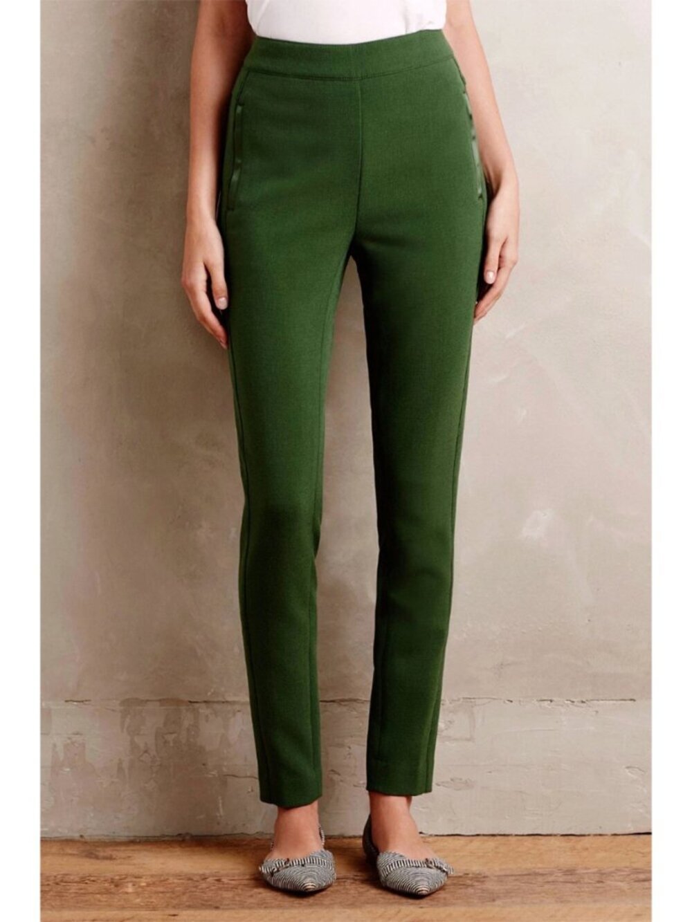Anthropologie Cartonnier High-Rise Charlie Slim Fit Ankle Trousers Green, size 6
